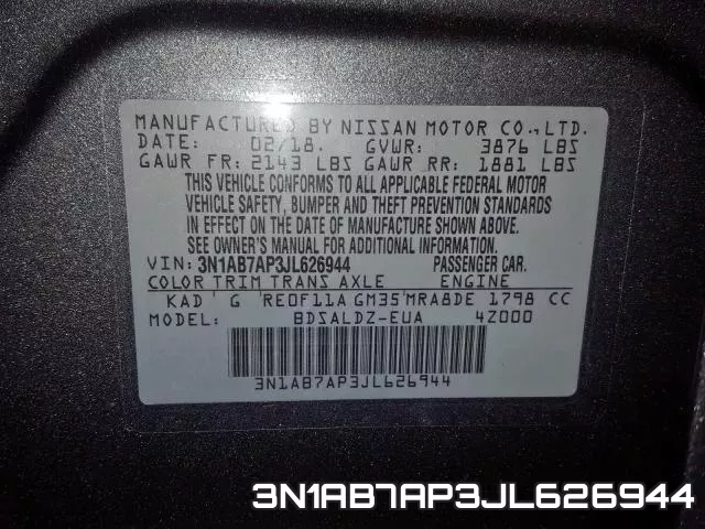 3N1AB7AP3JL626944 фото 2