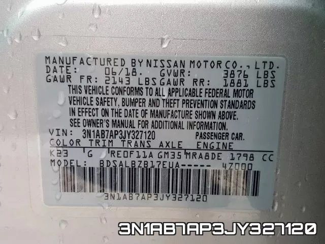 3N1AB7AP3JY327120 фото 2