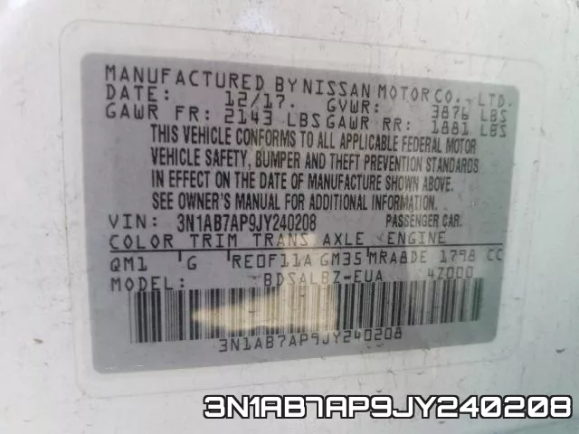 3N1AB7AP9JY240208 фото 2