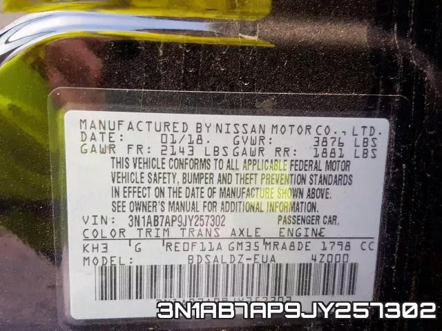 3N1AB7AP9JY257302 фото 2