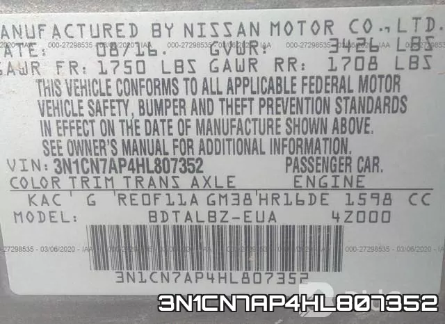 3N1CN7AP4HL807352 фото 10