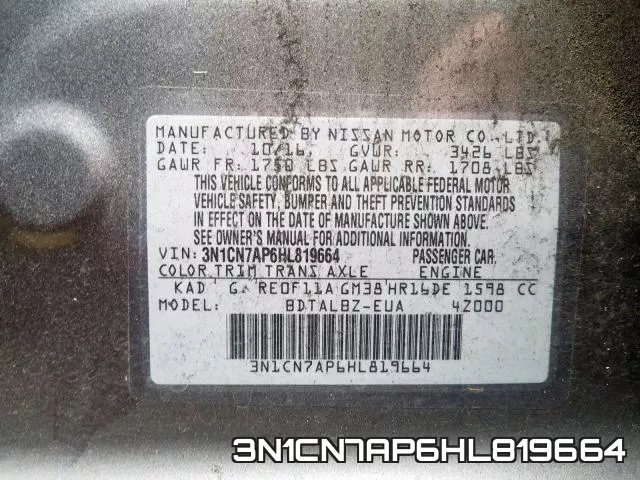 3N1CN7AP6HL819664 фото 2