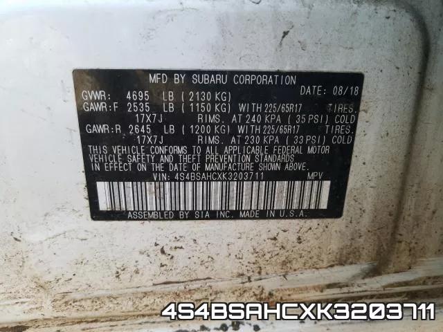 4S4BSAHCXK3203711 фото 2