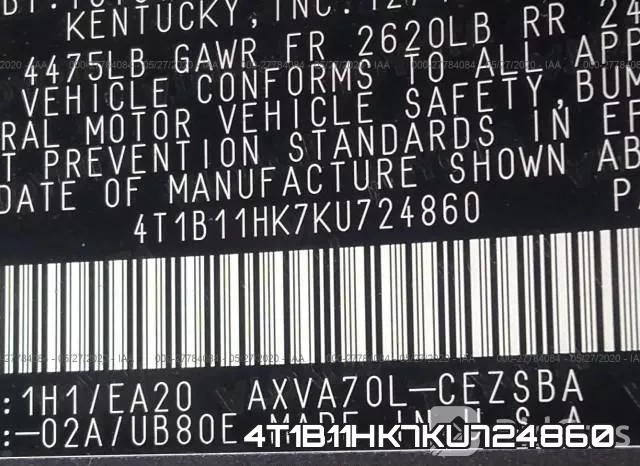 4T1B11HK7KU724860 фото 10
