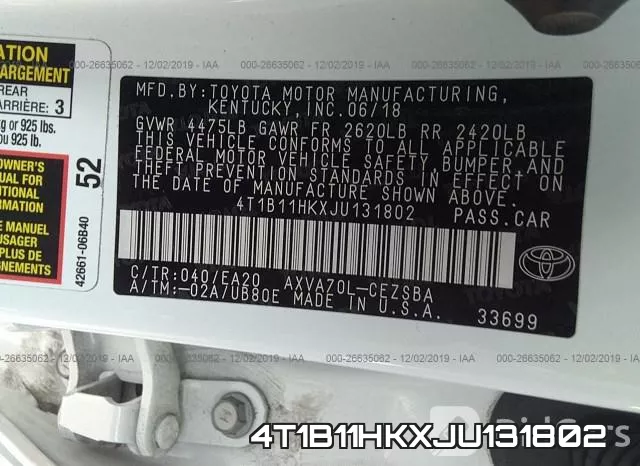 4T1B11HKXJU131802 фото 10