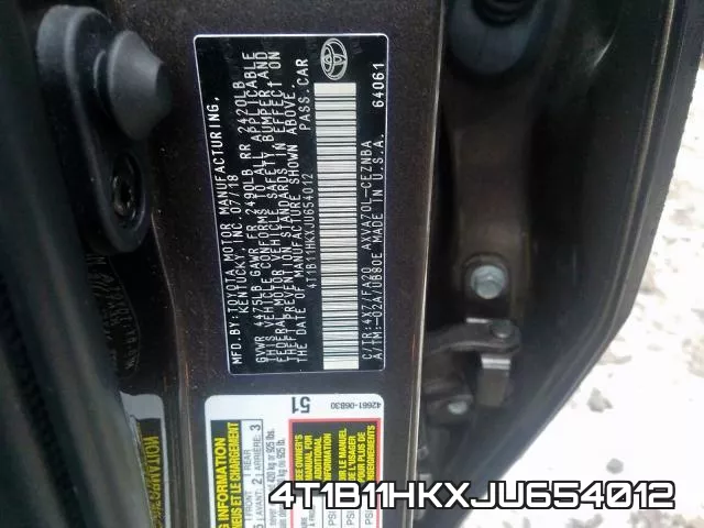 4T1B11HKXJU654012 фото 2