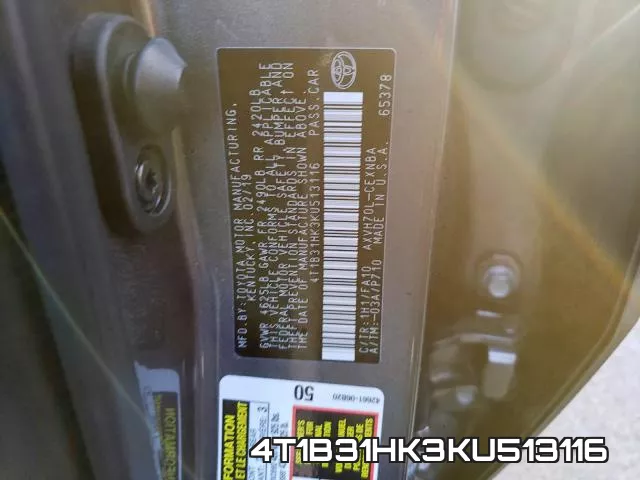 4T1B31HK3KU513116 фото 2