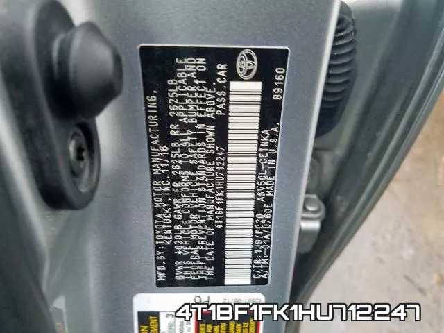 4T1BF1FK1HU712247 фото 2
