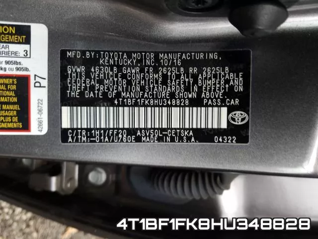 4T1BF1FK8HU348828 фото 2