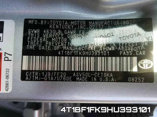 4T1BF1FK9HU393101 фото 2