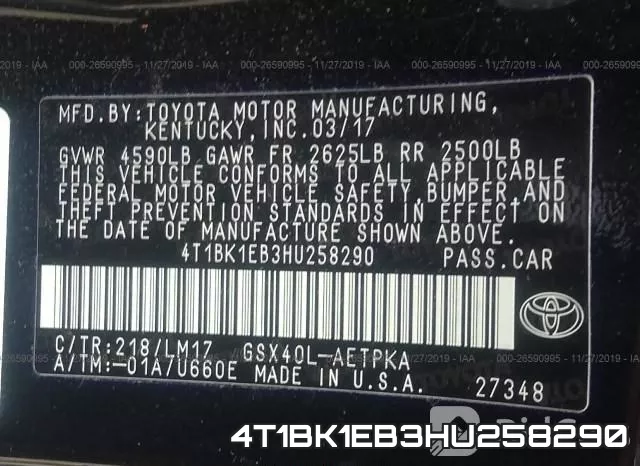 4T1BK1EB3HU258290 фото 10