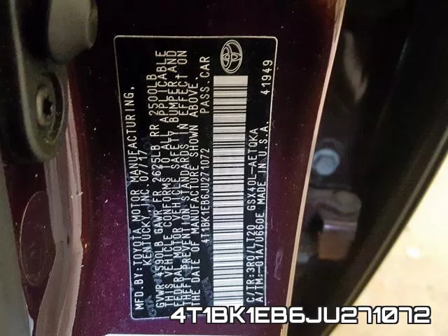 4T1BK1EB6JU271072 фото 2