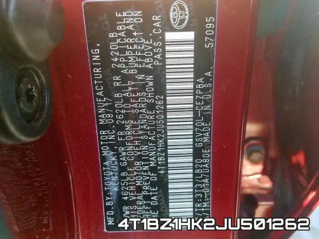 4T1BZ1HK2JU501262 фото 2