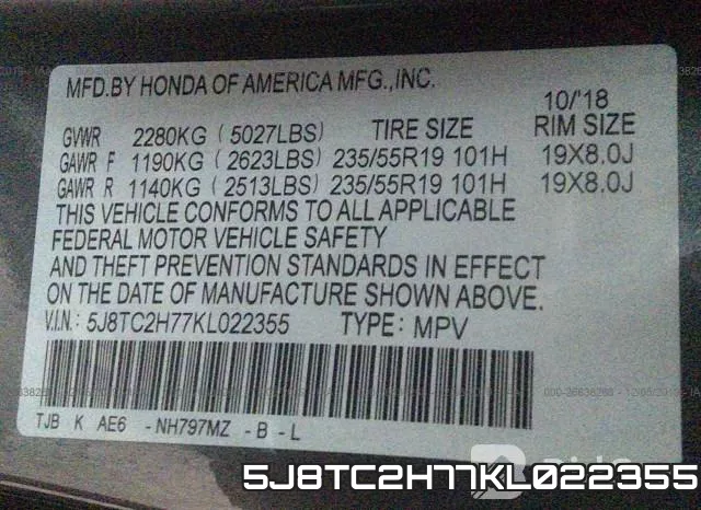 5J8TC2H77KL022355 фото 10