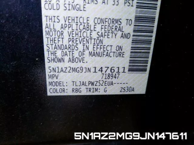 5N1AZ2MG9JN147611 фото 2