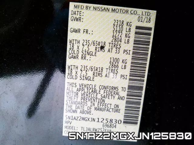 5N1AZ2MGXJN125830 фото 2