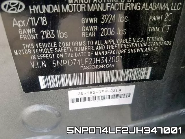 5NPD74LF2JH347001 фото 2