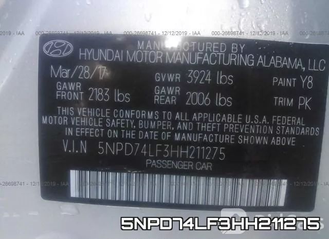 5NPD74LF3HH211275 фото 10