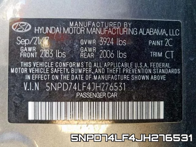 5NPD74LF4JH276531 фото 2