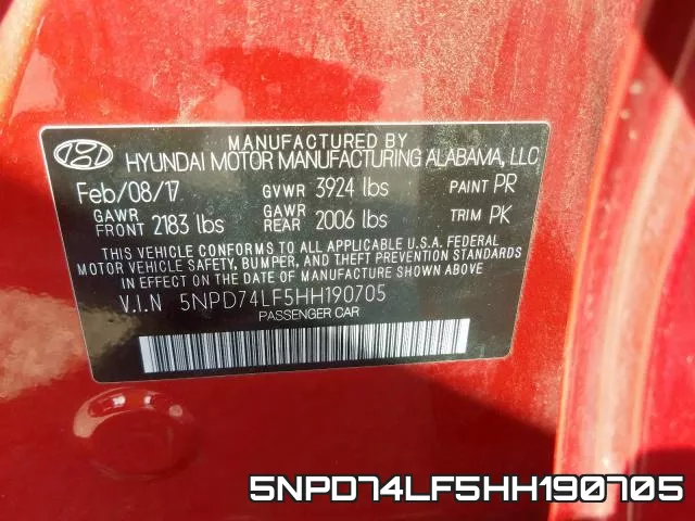 5NPD74LF5HH190705 фото 2