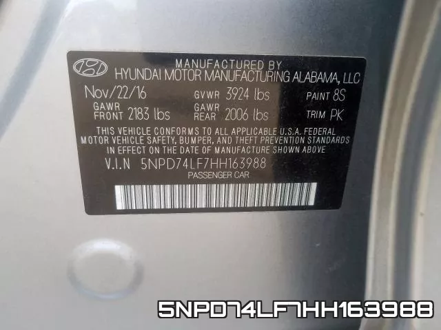 5NPD74LF7HH163988 фото 2