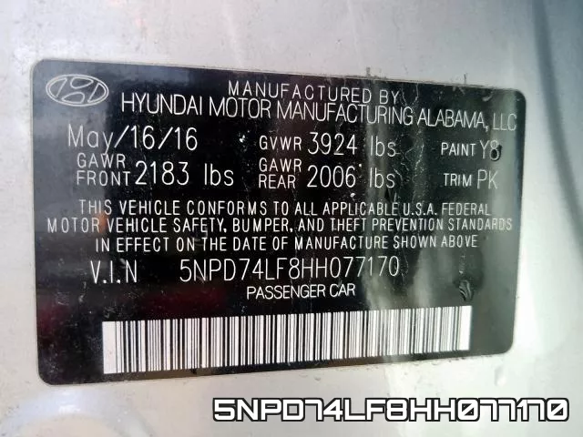 5NPD74LF8HH077170 фото 2