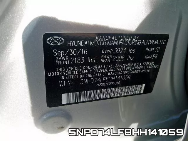 5NPD74LF8HH141059 фото 2