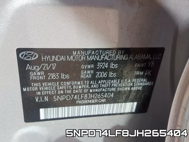 5NPD74LF8JH265404 фото 2