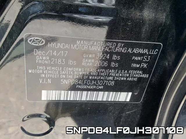 5NPD84LF0JH307108 фото 2