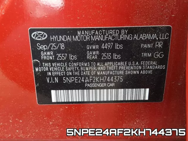 5NPE24AF2KH744375 фото 2