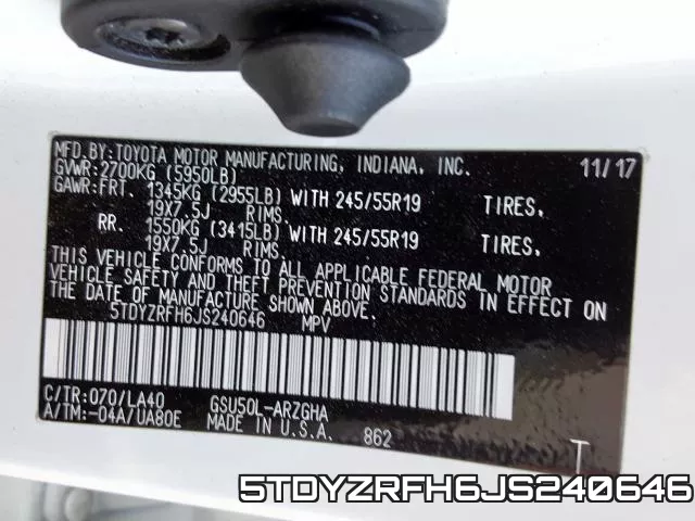 5TDYZRFH6JS240646 фото 2