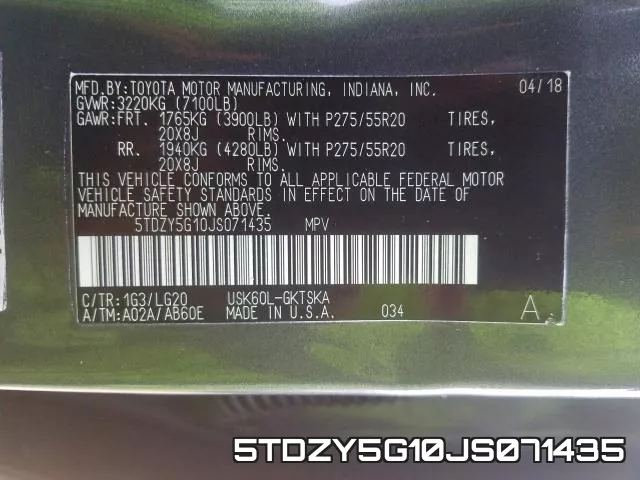 5TDZY5G10JS071435 фото 2