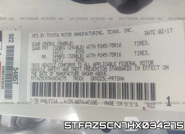 5TFAZ5CN7HX034275 фото 10