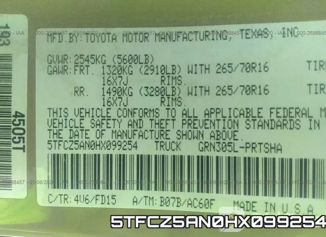 5TFCZ5AN0HX099254 фото 10