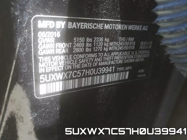 5UXWX7C57H0U39941 фото 2