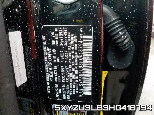 5XYZU3LB3HG418794 фото 2