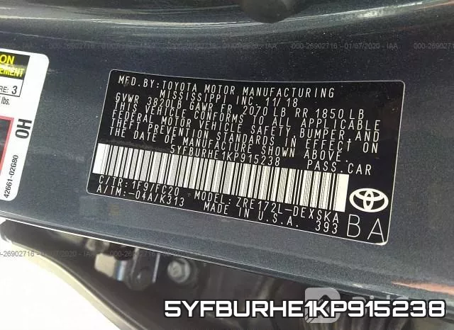 5YFBURHE1KP915238 фото 10