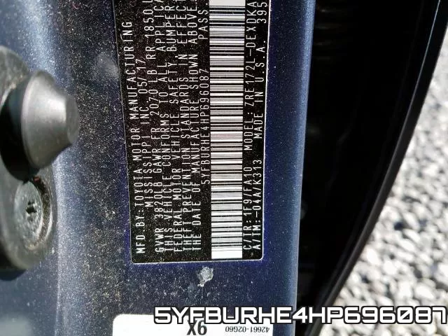 5YFBURHE4HP696087 фото 2