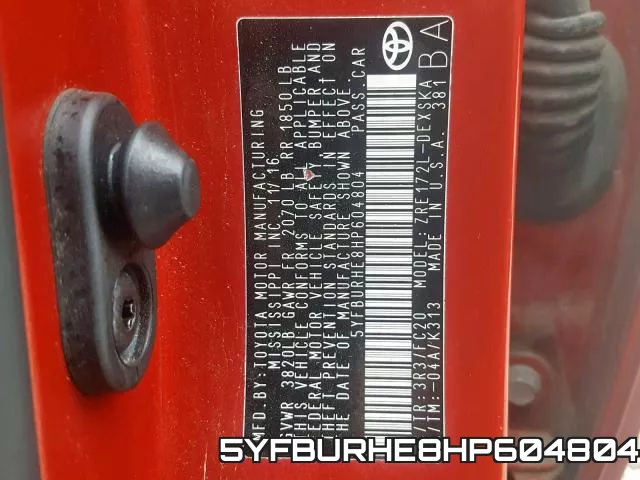 5YFBURHE8HP604804 фото 2