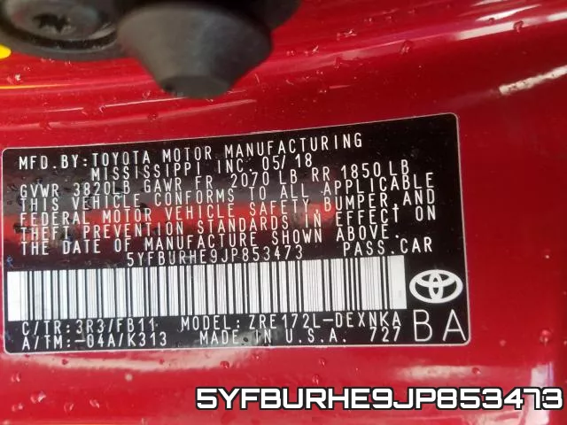 5YFBURHE9JP853473 фото 2