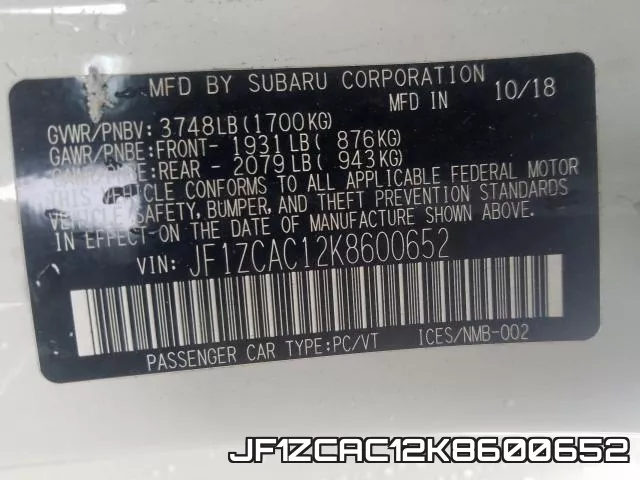 JF1ZCAC12K8600652 фото 2