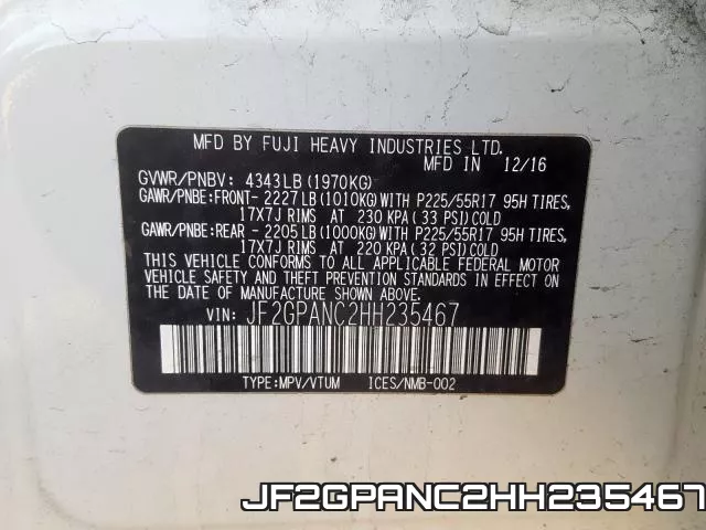 JF2GPANC2HH235467 фото 2