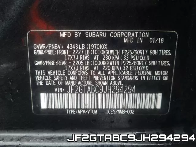 JF2GTABC9JH294294 фото 2