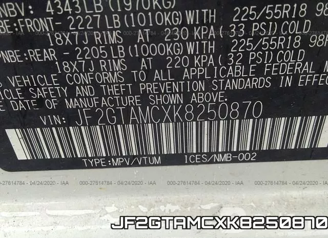 JF2GTAMCXK8250870 фото 10