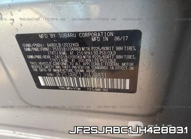 JF2SJABC1JH428831 фото 10