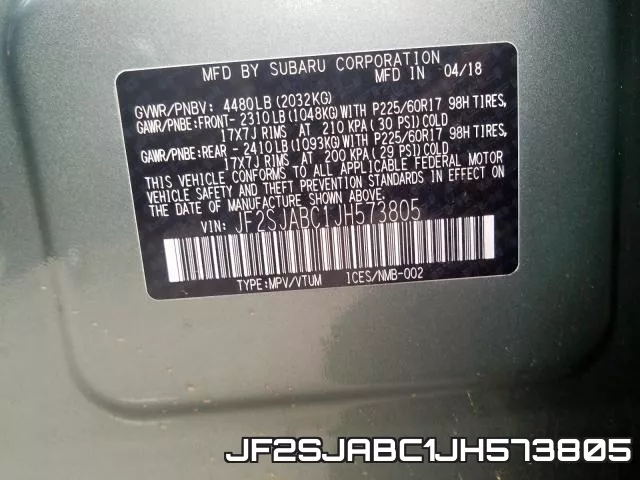 JF2SJABC1JH573805 фото 2