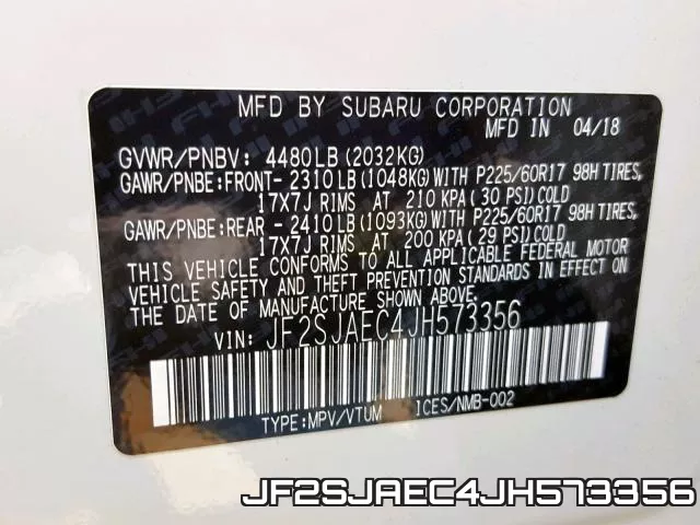 JF2SJAEC4JH573356 фото 2