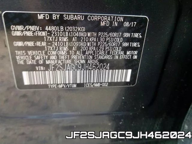 JF2SJAGC9JH462024 фото 2