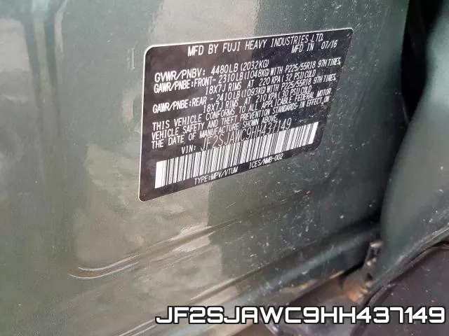 JF2SJAWC9HH437149 фото 2