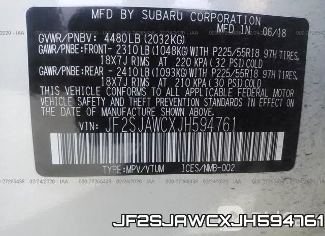 JF2SJAWCXJH594761 фото 10